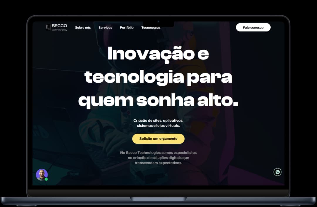 Mockup de laptop com uma interface gráfica bem construída na tela.
